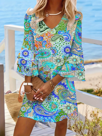 Fiona™ | Paisley Print Layered Dress