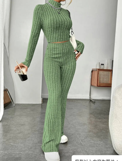 Pretyfy™ | Turtleneck & Wide-Leg Trousers Set