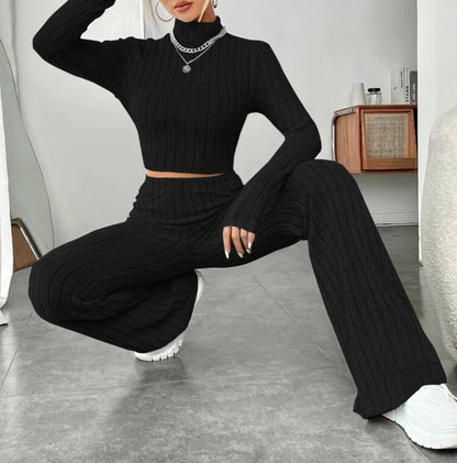 Pretyfy™ | Turtleneck & Wide-Leg Trousers Set