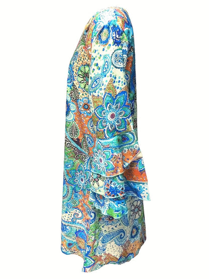 Fiona™ | Paisley Print Layered Dress