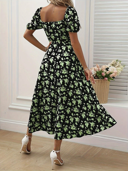 Brooke™ Elegant Floral Puff Sleeve Dress