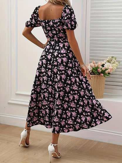 Brooke™ Elegant Floral Puff Sleeve Dress