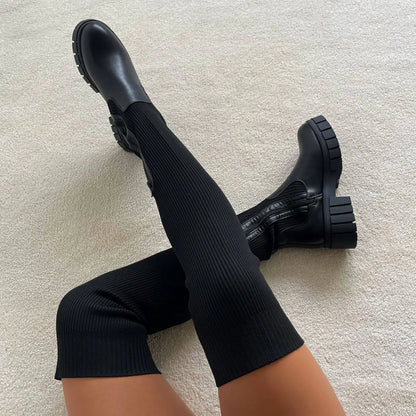 Pretyfy™ | Thigh High Stretch Knit Boots