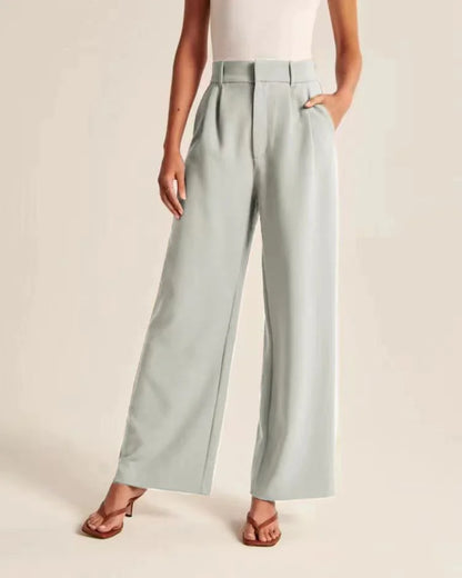 Chic Commuter Wide-Leg Trousers with Pockets - Slimming High-Waist Design