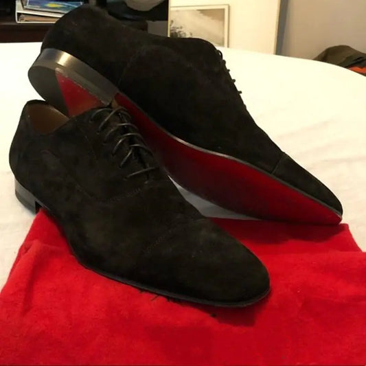 Pretyfy™ | Suede Leather Red Bottom Oxfords