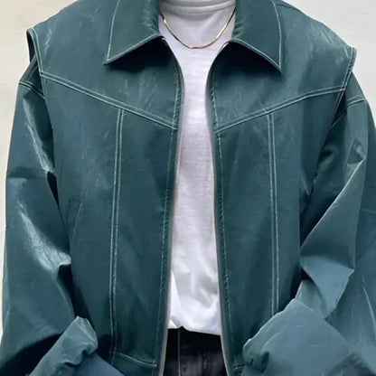 Sage | Oversized Leather Jacket