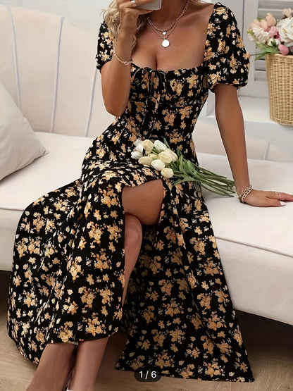 Brooke™ Elegant Floral Puff Sleeve Dress