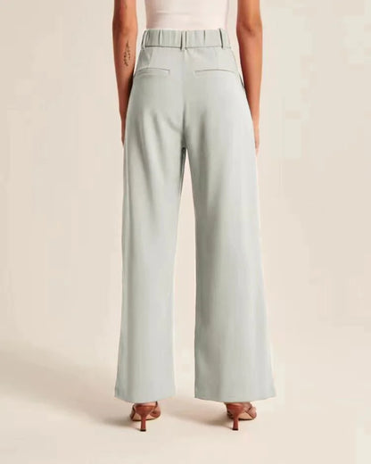 Chic Commuter Wide-Leg Trousers with Pockets - Slimming High-Waist Design